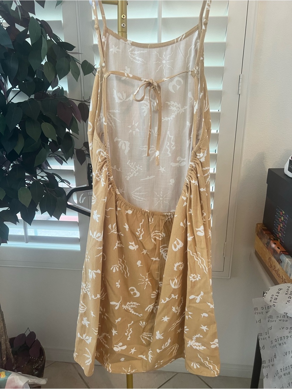 a new day Tan Midi Dress with White Botanical Print - Picture 3 of 4